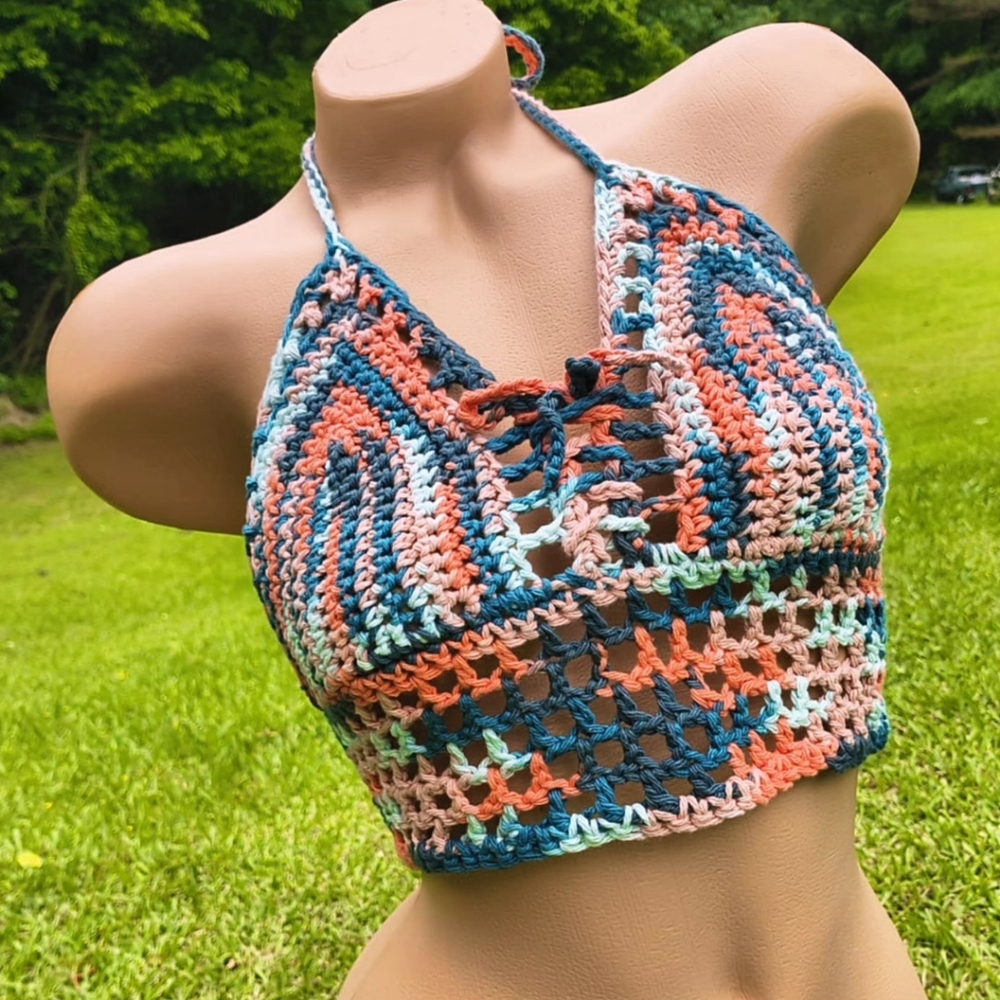 Coral Seas Crochet Halter Top